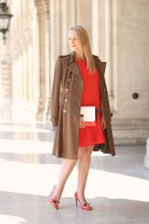 Coral red flounce dress