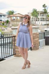 Pinstriped Collared Dress + Polka Dot Headband