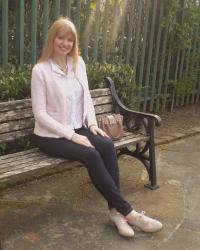 Winser London Pink Tweed Knitted Jacket, Broderie Top and Skinnies