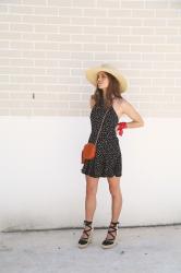 Polka dot dress & Wedges