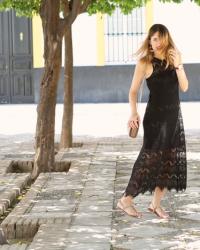 Black lace midi