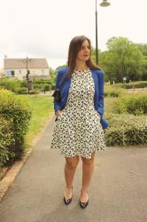 Blue blazer and pretty dress