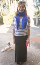 Henley, Scarf and Maxi Skirt: Comfortable SAHM Winter Outfit