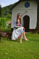 white skirt with colorful paint splatters 