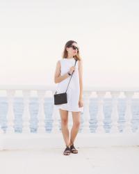 Outfit: All white high neck dress