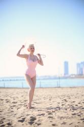 Peach at the Beach || UV Ruffled Sweetheart Swimsuit