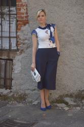 BLUE OUTFIT - PANTALONI CULOTTE E SCARPE SLING BACK -