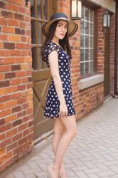 Blue polka dot dress