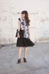 Black and White Drop Waist Dress