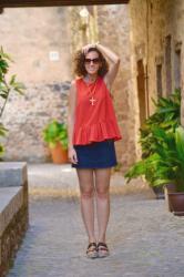 Coral peplum