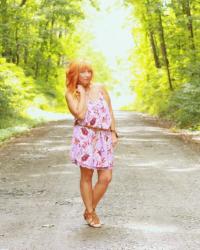 Lavender Print Sundress & Suede Wrap Belt: Secrets In The Cornfield