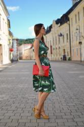 palm tree print dress