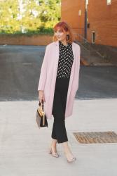 What to Wear With a Pink Coatigan | Head-to-Toe Black (Almost), Over 40 Style