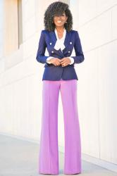 DB Navy Blazer + Wide Leg Pants