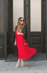 Red Pleated Dress