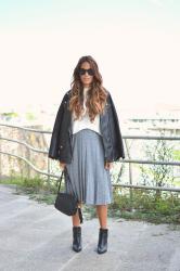 grey midi skirt