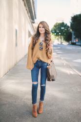 V-Neck Sweater & Studded Booties