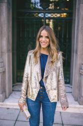 Gold Sequin Blazer + Edie Parker Clutch Giveaway