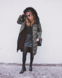 Army Green Fur Down Coat.