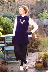 3 Easy Ways to Hide those Extra Pounds | Navy Culottes & White Brogues