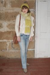 Ruffle Cardigan and Mellow Yellow Knit Accessories