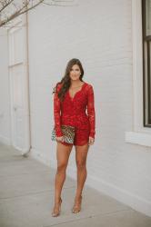 Red Lace Romper