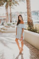 Chambray Off the Shoulder Dress