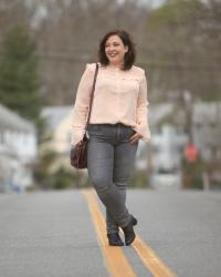 What I Wore: Peach and Grey