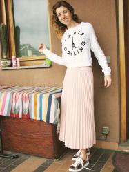 OOTD: Muted Pink Midi Skirt