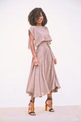 Boxy Crop Top + Wrap Midi Skirt