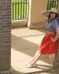 Gingham crop shirt and midi skirt