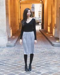 [INSTANT COULEUR] New year silver accordion skirt