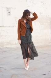 Polka Dot Dress Styled for Fall