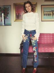 OOTD: Embroidered Jeans & Lace Top