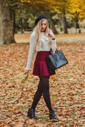[OOTD] Autumn Vibes, Turtleneck Sweater, Burgundy Skirt