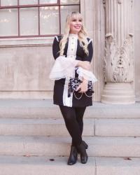 Black and White Ruffled Dress & Link Up 