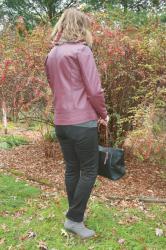 Embroidered Faux Leather Burgundy Jacket And A New Blanket Scarf