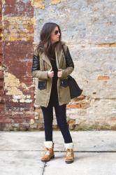 A PERFECT FAUX LEATHER ARMY GREEN JACKET