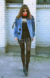 lace up denim jacket