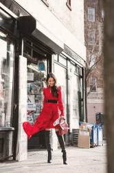 Lost in NYC :: Red dress & Vintage Chanel earrings