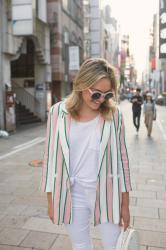 White on White + Pink Stripes