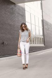 White jeans outfit + must-have sleeveless tops