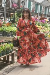 What I Wore: ELOQUII Flare Sleeve Maxi Wrap Dress