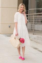 White Eyelet Midi Dress