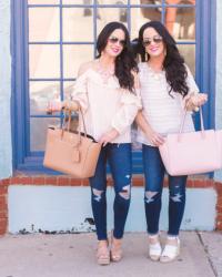 Blush & White Ruffle Tops | Sister Summer Style