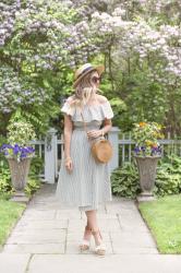 Stripe Off The Shoulder Dress 