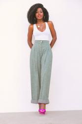 Tank Bodysuit + High Rise Wide Leg Pants