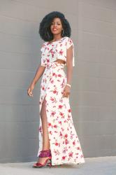 Floral Crop Top + Floral High Waist Skirt