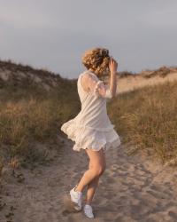 Sand Dunes, Peonies, Windswept Hair, and Pearl Anklets