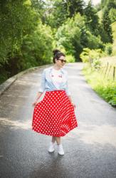 Dots, pleats and a cherry on top